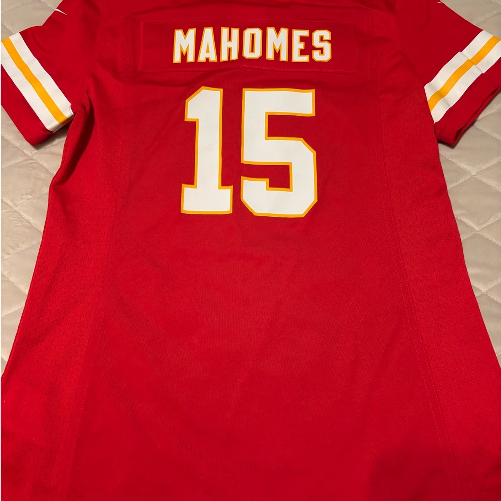 Red NFL KC Chiefs Mahomes 15 Super Bowl Football Jersey